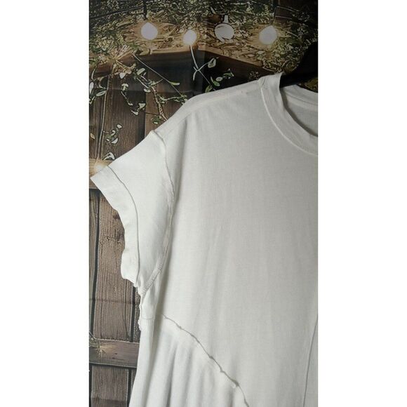 Free People Oversized White Blouse Size S/P Asymmetric 100% Cotton - Picture 7 of 12